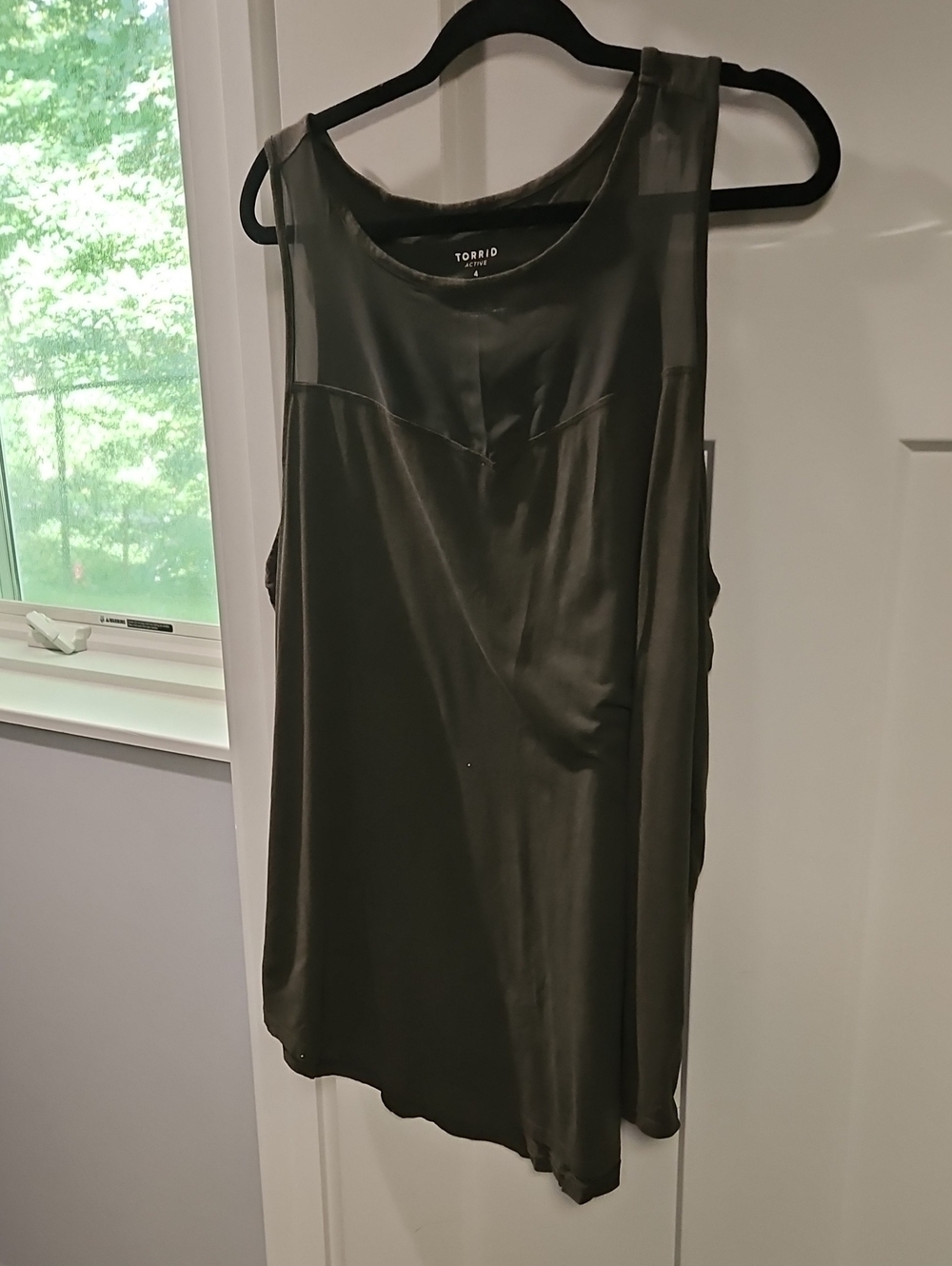 torrid satin scoop-neck tank in olive